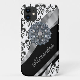 Funda Para iPhone 11 damasco de moda giratorio vintage personalizado
