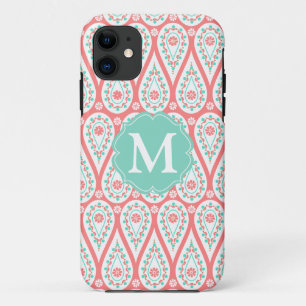 Funda Para iPhone 11 Damasco elegante moderno Paisley coralina