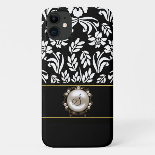 Funda Para iPhone 11 Damasco floral blanco y negro