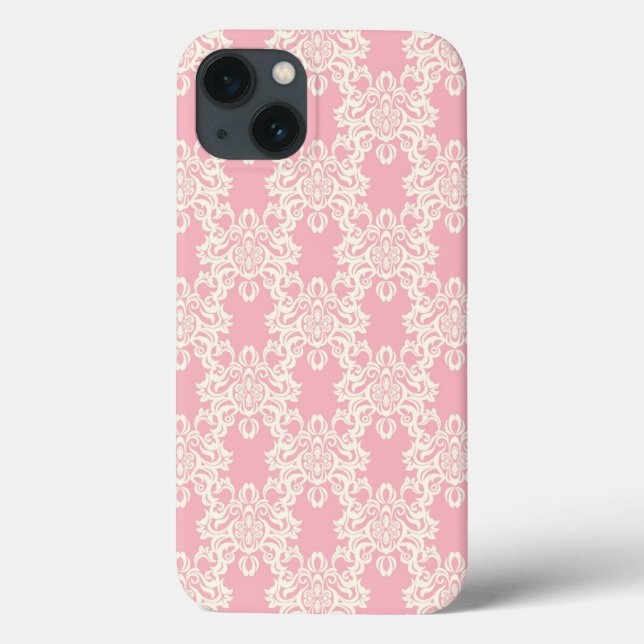 Funda De Case-Mate Para iPhone Damasco floral retro (Reverso)