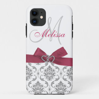 Funda Para iPhone 11 Damasco gris rosado personalizado