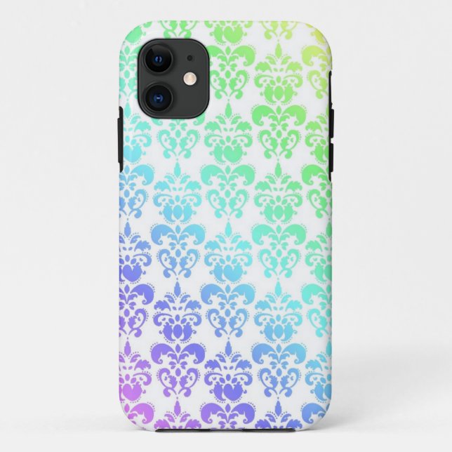 Funda De Case-Mate Para iPhone Damasco moderno de arcoiris pastel (Reverso)