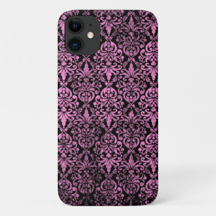 Funda Para iPhone 11 Damasco negro rosado y con problemas de Grunge vic