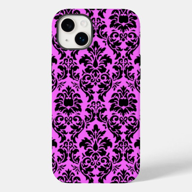 Funda De Case-Mate Para iPhone Damasco negro violeta (Reverso )