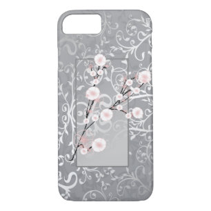 Funda Para iPhone 8/7 Damasco plateado de flores de sangre