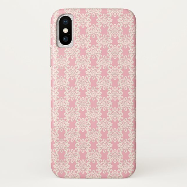 Funda De Case-Mate Para iPhone Damasco retro floral (Reverso)