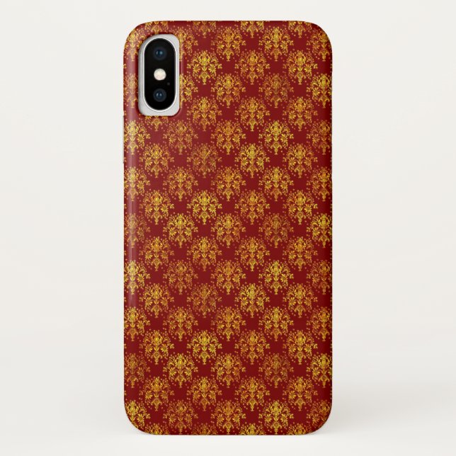 Funda De Case-Mate Para iPhone Damasco rico del día de fiesta (Reverso)