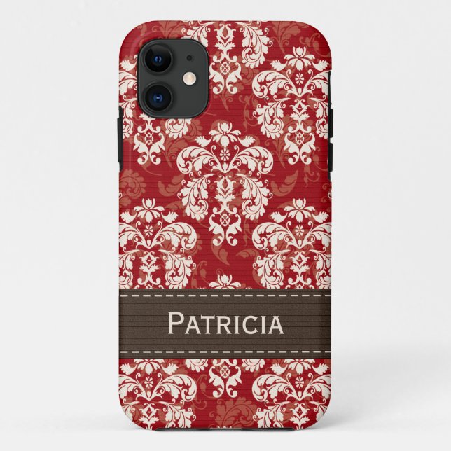 Funda De Case-Mate Para iPhone Damasco rojo marrón (Reverso)