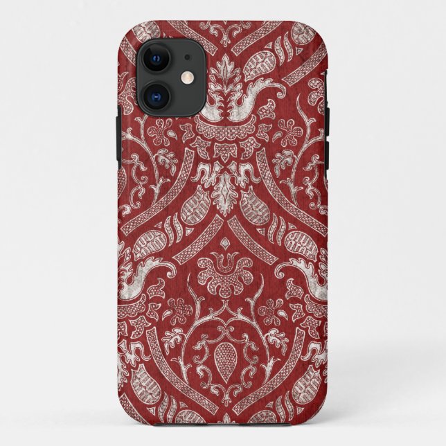 Funda De Case-Mate Para iPhone Damasco rojo real (Reverso)