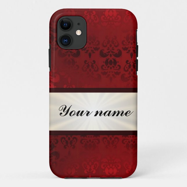 Funda De Case-Mate Para iPhone Damasco rojo y cinta (Reverso)