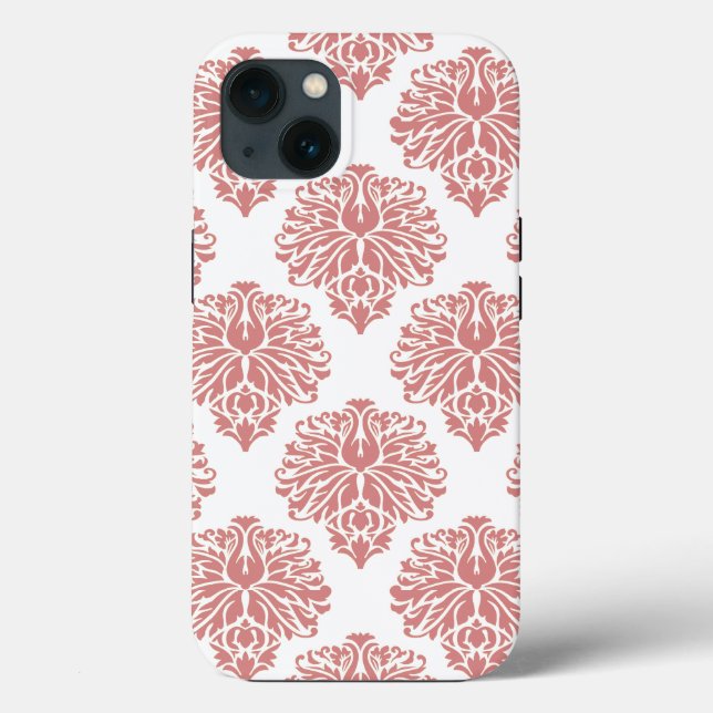 Funda De Case-Mate Para iPhone Damasco rosa elegante (Reverso )