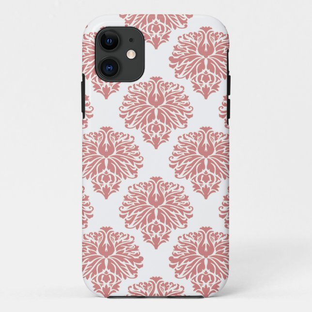 Funda De Case-Mate Para iPhone Damasco rosa elegante (Reverso)