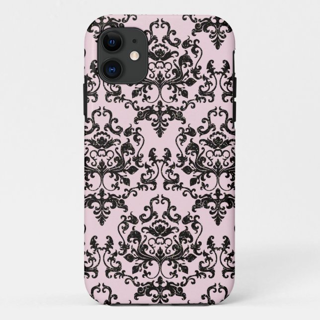 Funda De Case-Mate Para iPhone Damasco rosa y negro (Reverso)