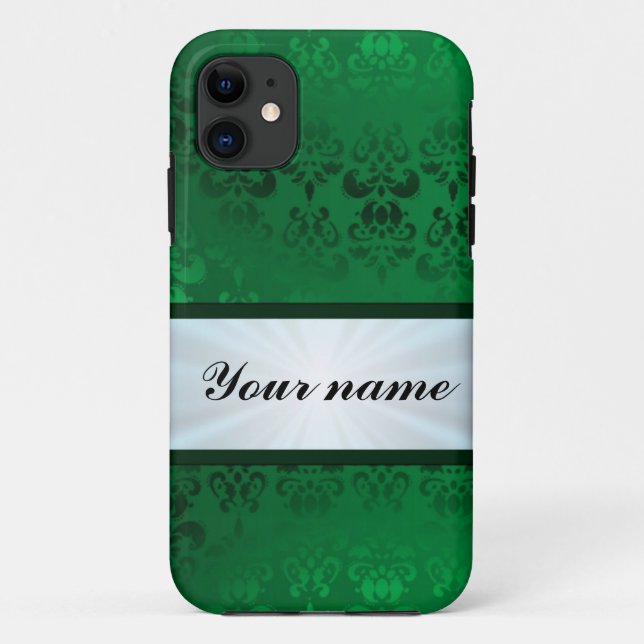 Funda De Case-Mate Para iPhone Damasco verde con cinta de opciones (Reverso)