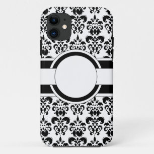 Funda Para iPhone 11 Damasco y monograma negros