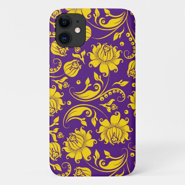 Funda De Case-Mate Para iPhone damascos amarillos en púrpura (Reverso)