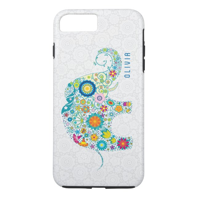Funda De Case-Mate Para iPhone Damascos florales blancos elefantes florales color (Reverso)