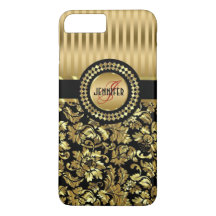 Damascos Florales De Oro Negro Y Metálico