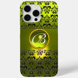 Funda Para iPhone 15 Pro Max DAMASK GEM MONOGRAM Amarillo
