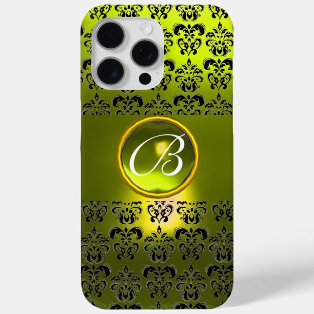 Funda De Case-Mate Para iPhone DAMASK GEM MONOGRAM Amarillo (Reverso )