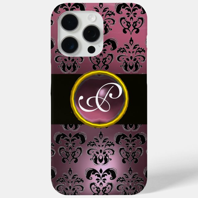 Funda De Case-Mate Para iPhone DAMASK GEM MONOGRAM Ametismo púrpura (Reverso )