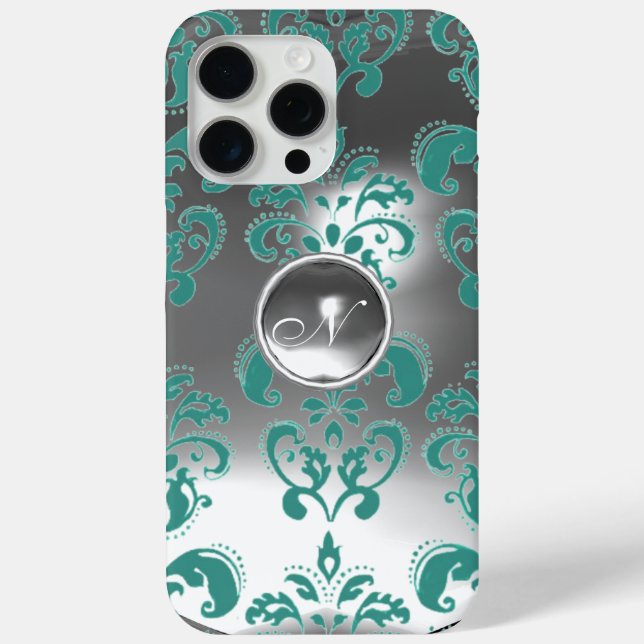 Funda De Case-Mate Para iPhone DAMASK GEM MONOGRAM azul blanco (Reverso )