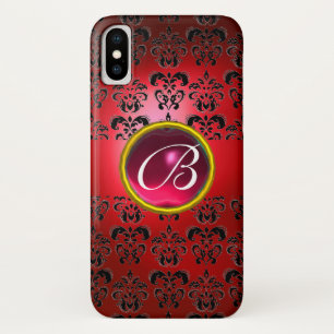title_seo2 DAMASK GEM MONOGRAM fuchsia rosa negro rojo