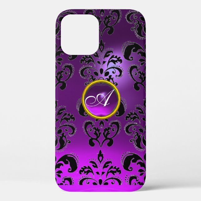 Funda De Case-Mate Para iPhone DAMASK GEM MONOGRAM púrpura (Reverso )