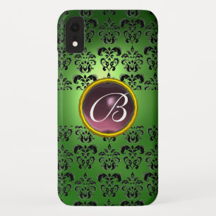 title_seo2 DAMASK GEM MONOGRAM púrpura negro verde