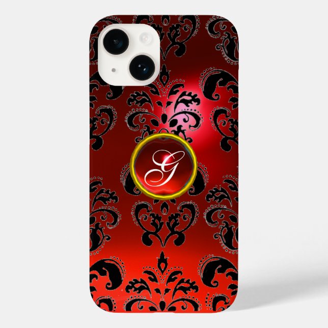 Funda De Case-Mate Para iPhone DAMASK GEM MONOGRAM rojo (Reverso )