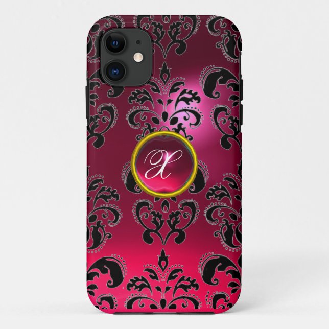 Funda De Case-Mate Para iPhone DAMASK GEM MONOGRAM rosa (Reverso)