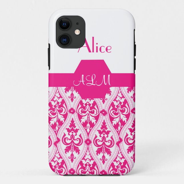 Funda De Case-Mate Para iPhone Dámaso rosa elegante (Reverso)