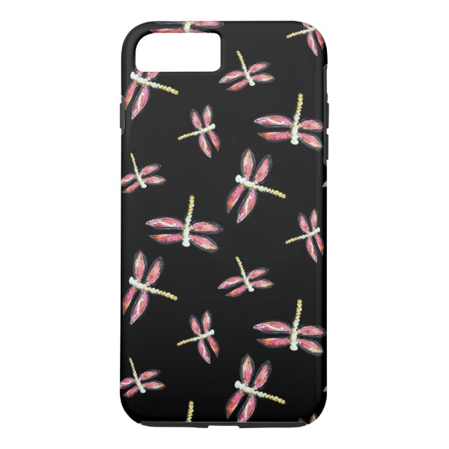 Funda De Case-Mate Para iPhone Dancing Pink Dragonfly Art (Reverso)