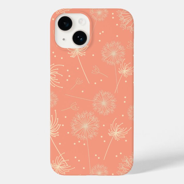Funda De Case-Mate Para iPhone Dandelion floral rosada (Reverso )