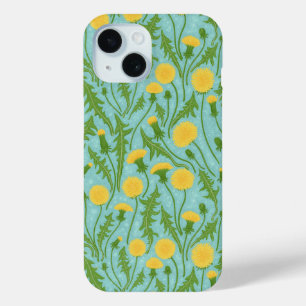 Funda Para iPhone 15 Dandelions, verde, amarillo y azul