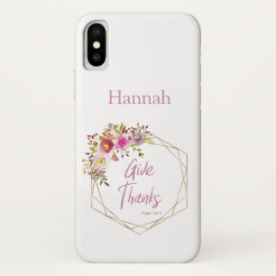 Funda Para iPhone X Dar Gracias Floral Rosa Purpura Acuarela