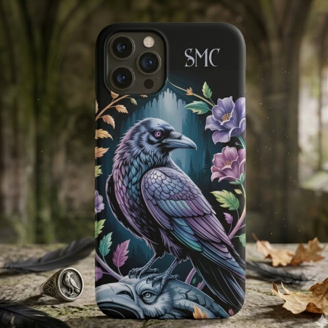 Funda De Case-Mate Para iPhone Dark Academia Gothic Raven Floral (Dark academia gothic raven floral phone case)