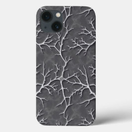Funda Para iPhone 13 Dark Gray iPhone Case with Branch Textured Relief