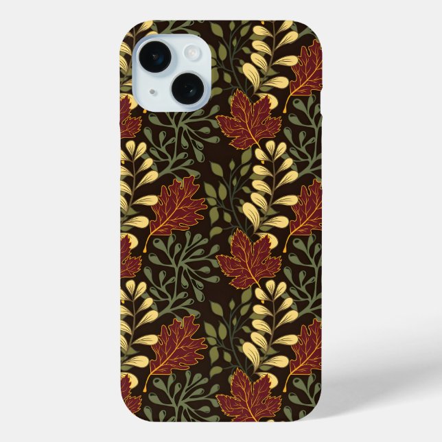 Funda De Case-Mate Para iPhone Dark red maple leaves floral pattern (Reverso )