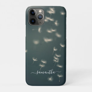 Funda Para iPhone 11 Pro Dark Sage Green Dandelion White Script Name Funda-