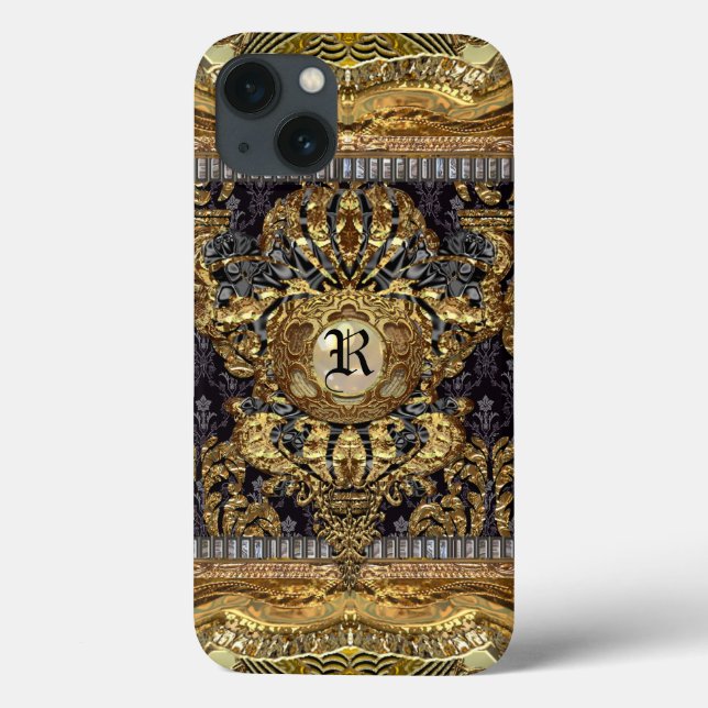 Funda De Case-Mate Para iPhone Dashford Royal Elegant Monograma Barroco duro (Reverso)