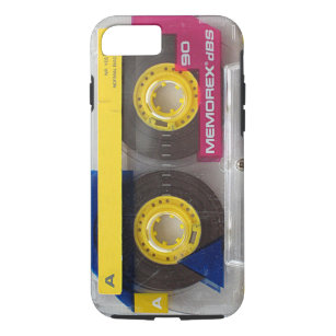 Casete de cinta compacto amarillo. cinta de cassette de audio