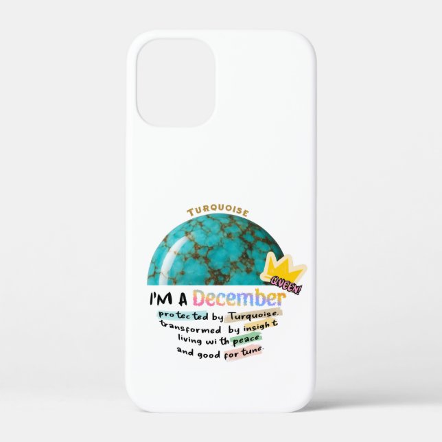 Funda De Case-Mate Para iPhone December Birthstone Turquoise Graphic (Reverso )