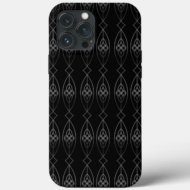 Funda De Case-Mate Para iPhone Deco negro y plateado (Reverso )