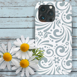 Funda Para iPhone 13 Pro Decoración blanca y azul de la época de primavera