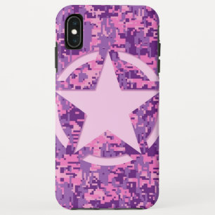 Funda Para iPhone XS Max Decoración de camuflaje digital de color rosa bril