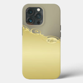 Funda Para iPhone 13 Pro Decoración de oro de lujo en oro y plata, Monogram