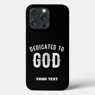 FUNDA PARA iPhone 13 PRO DEDICADO A DIOS PERSONALIZABLE GUAY TEXTO BLANCO