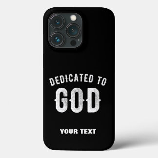 FUNDA PARA iPhone 13 PRO DEDICADO A DIOS PERSONALIZABLE GUAY TEXTO BLANCO