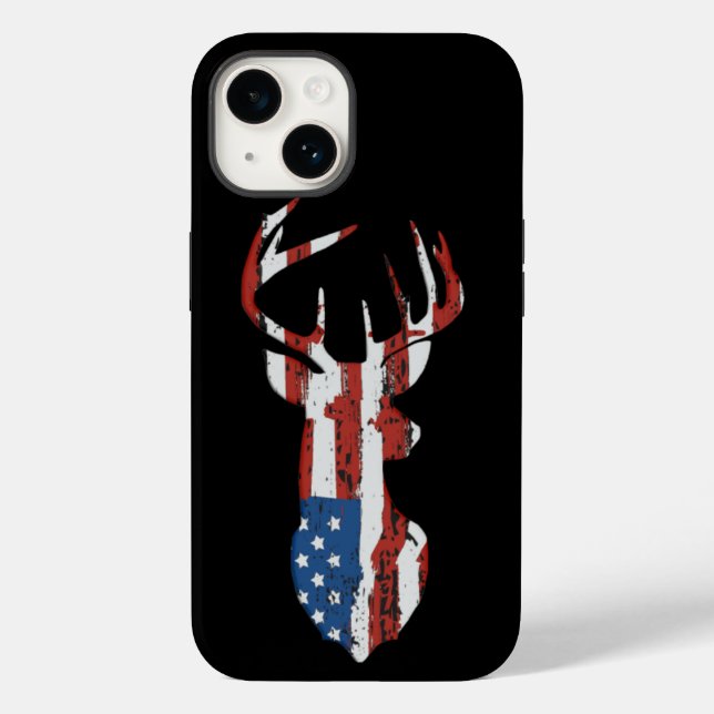 Funda De Case-Mate Para iPhone Deer de bandera estadounidense (Reverso )